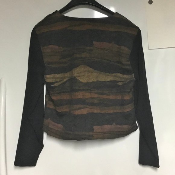 Retro Short Blazer/Shrug Camouflage Like Print Sz M - Picture 4 of 9